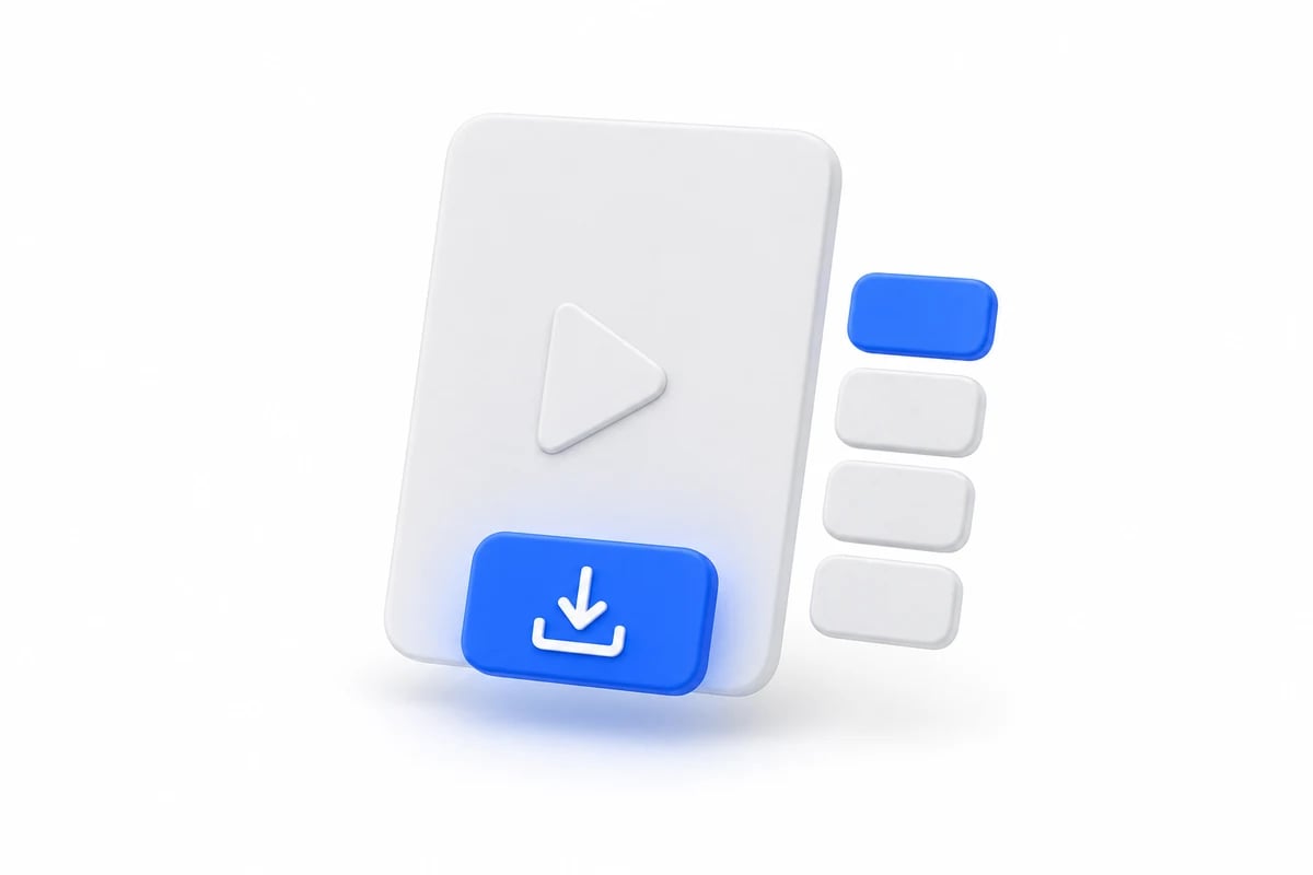 Thẻ video kèm nút tải và các lựa chọn định dạng